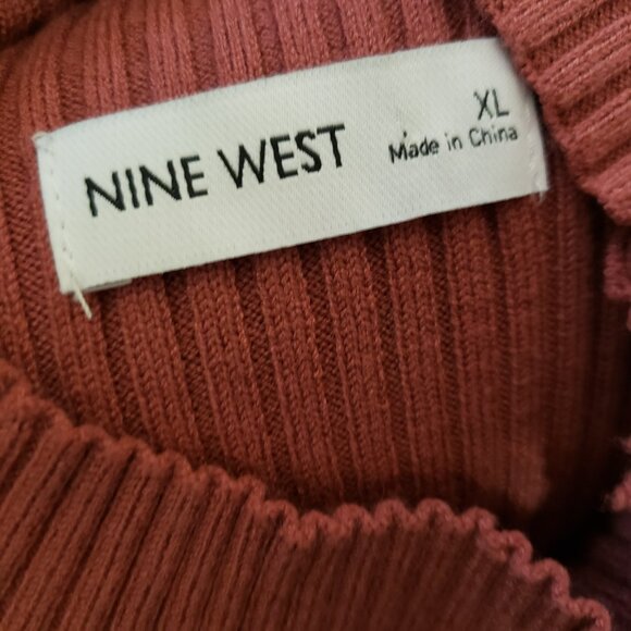 Nine West XL Women's Sweater Mock Neck Short Sleeve Rosy Pink Mauve Stretch - Picture 4 of 5